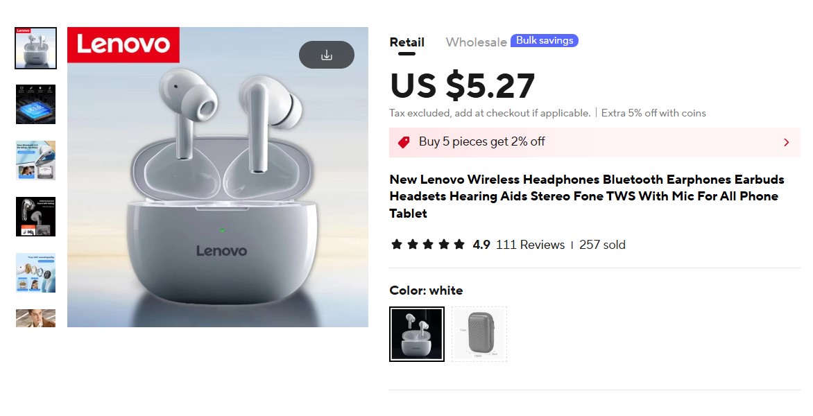 New Lenovo Wireless Headphones Bluetooth Earphones Earbuds