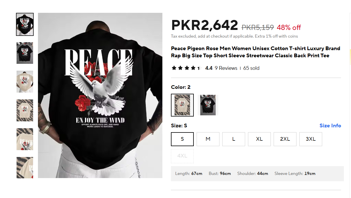 Peace Pigeon Rose Men Women Unisex Cotton T-shirt Luxury Brand Rap Big Size Top Short Sleeve Streetwear Classic Back Print Tee